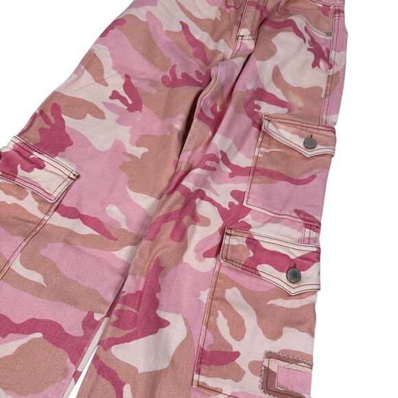 Alessandra Rich Cargo Jeans Womens 24 Pink Camo Cotton Gabardine Pants $825 READ - Picture 4 of 15